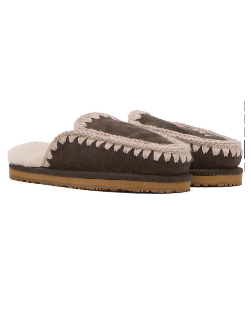 Mou Cream and Brown Suede Slippers